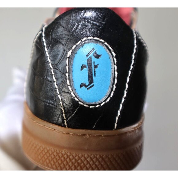 Rare John Fluvog Mett Black Croc-Embossed Leather Slip-On Sneakers Luxe Sole main image 5